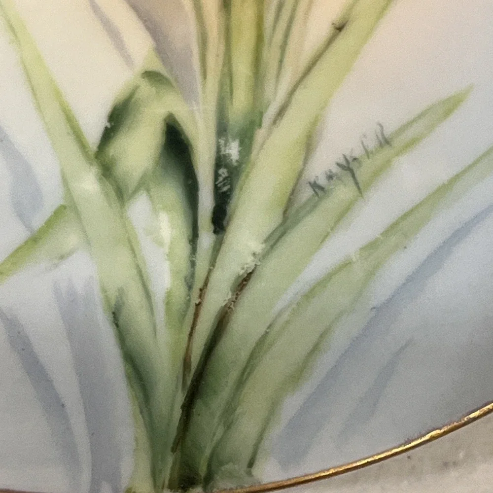 VTG Bavaria Plate Hand Painted Porcelain Signed Kayser Gold Trim 6